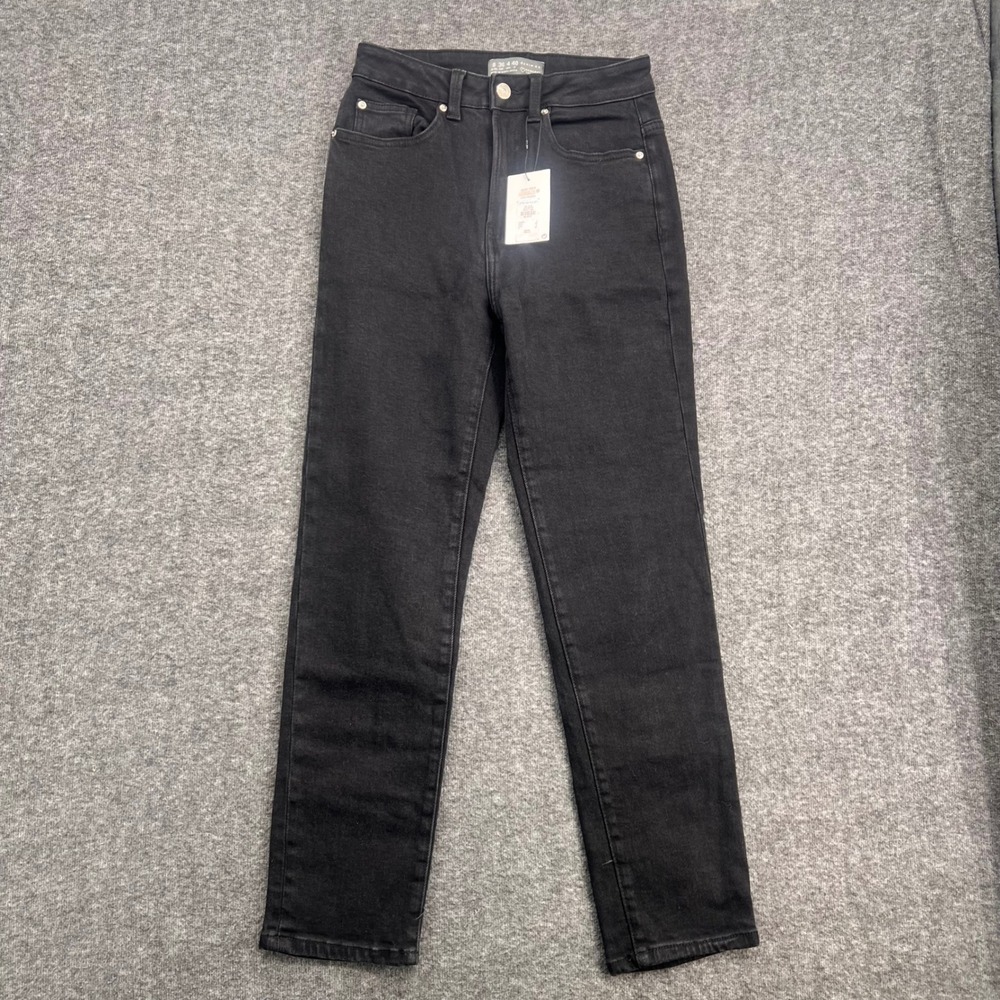 Primark Denim Co Womens High Waisted Straight Leg Jeans Black Size 4 NEW